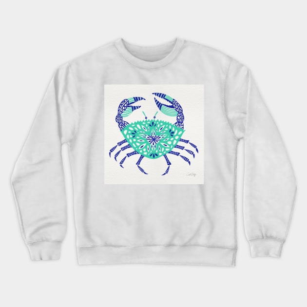 Turquoise Crab Crewneck Sweatshirt by CatCoq